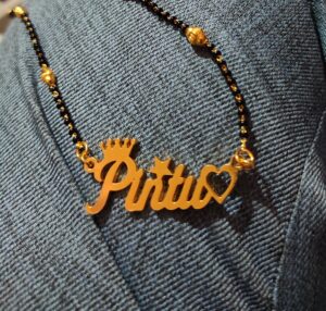 Name Mangalsutra with crown heart and star