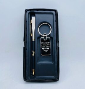 Personalized Pen And Keychain Combo – Name Pen – Name Keychain – Drive Safe Keychain