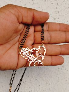 Personalized Name Mangalsutra with Rose Design