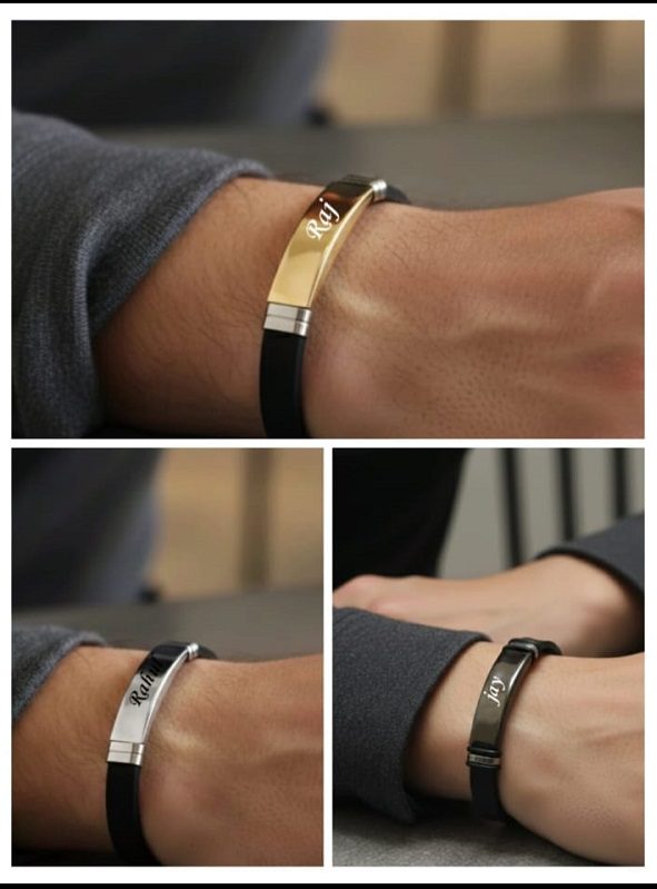 Personalized Men’s Leather Bracelet pure stainless steel