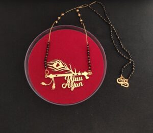 Personalized Name Mangalsutra Premium Design with Krishna pankh