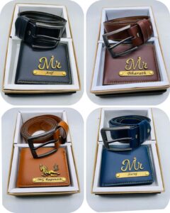Personalized Leather Name Men's Wallet & Belt combo
