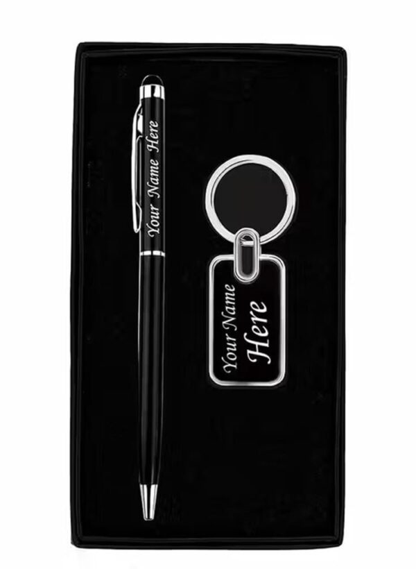 Personalized Black Slip Pen Keychain with Name Customized Metal Gift