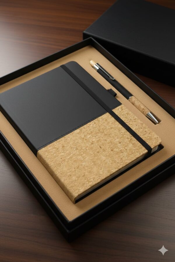 Personalized Eco Cork Pen and Diary with Your Name Customized Gift Set