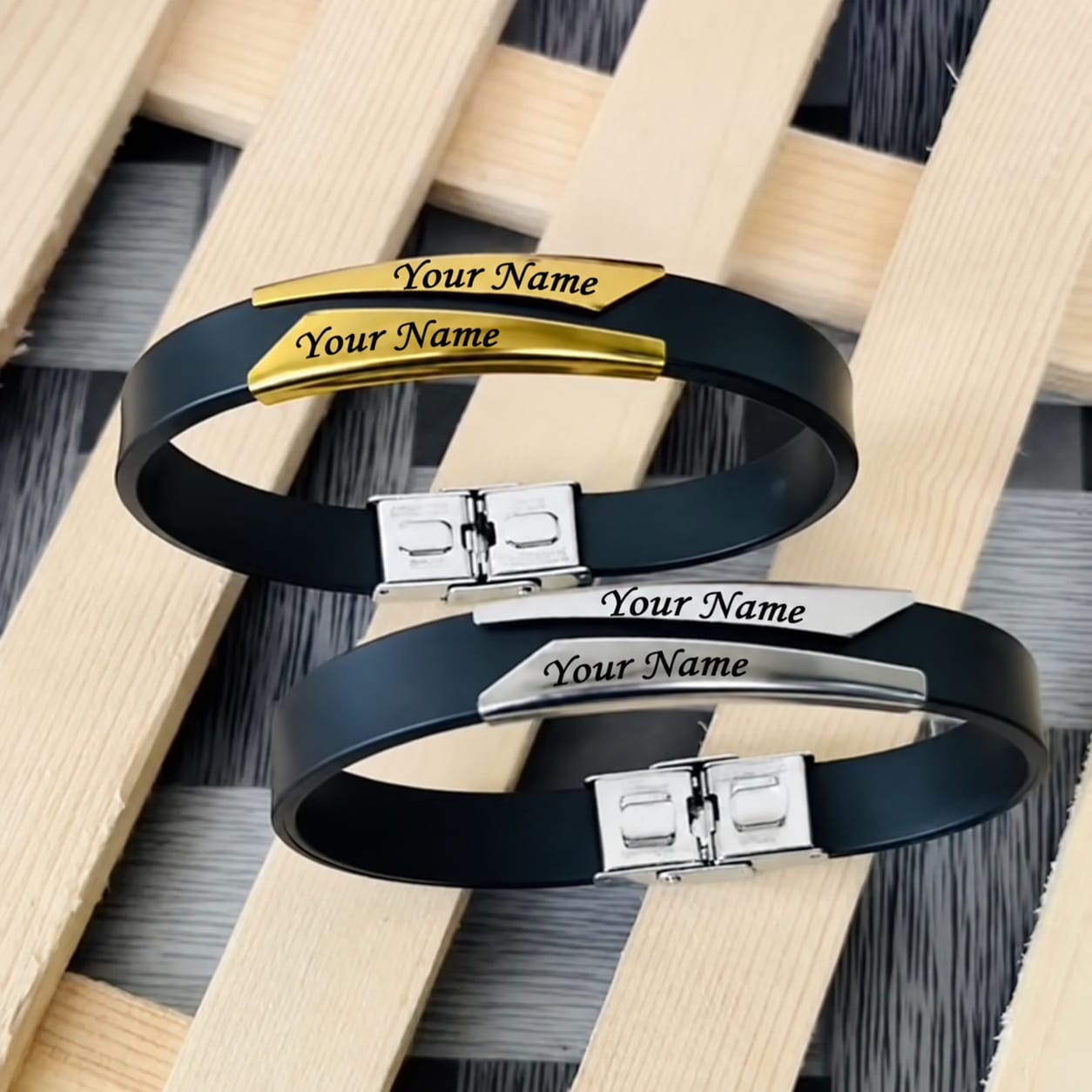 Couple Name Bracelet – Personalized Gold & Silver Bracelet for Couples Custom Engraved Jewelry