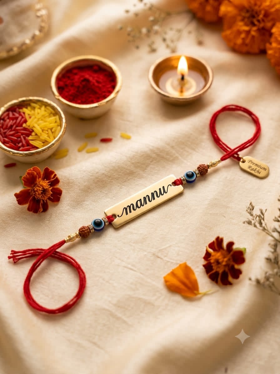 Customized Evil Eye Red Dhaga Name Rakhi Personalized Name Rakhi for Brother Adjustable Rakhi Just ₹49