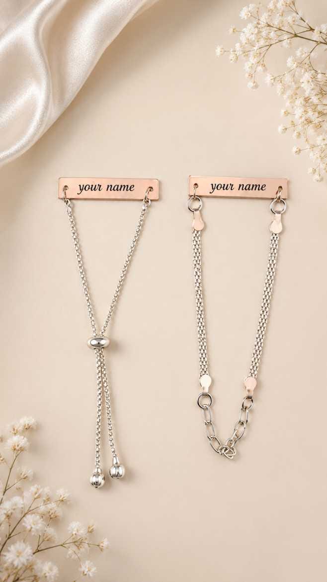 Customized Couple Name Rakhi Silver | Personalized Engraved Name Rakhi for Brother & Sister | Premium Gift | Just ₹199