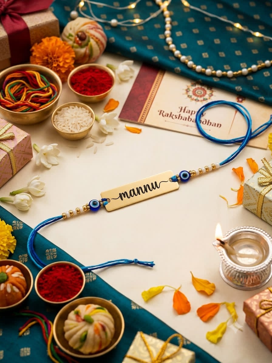 Evil Eye Name Rakhi | Customized Personalized Red Dhaga Rakhi for Brother | Latest Gift Mall | Just ₹49